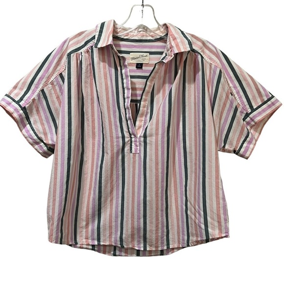 Universal Thread Medium 💯 Cotton Stripe Crop Shirt P - Picture 1 of 4